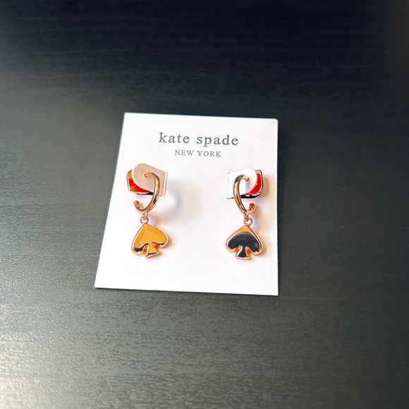 NWT Kate Spade Gold Earrings Everyday Spade Metal Huggies - Picture 2 of 4